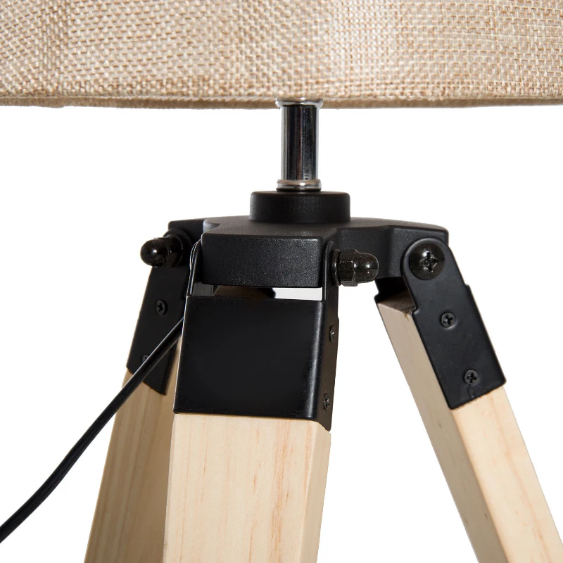 HOMCOM tafellamp bedlampje tafellicht E27 linnen look grenenhout