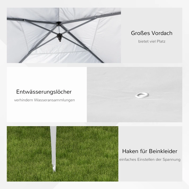 Outsunny Faltpaviljoen Tuinpaviljoen Partytent, inklapbaar, weerbestendig, 5,9 m x 2,95 m x 2 m, Wit