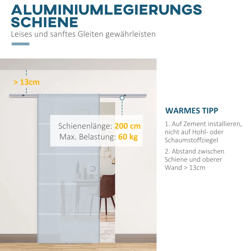 HOMCOM gedeeltelijk gesatineerde glazen schuifdeur
