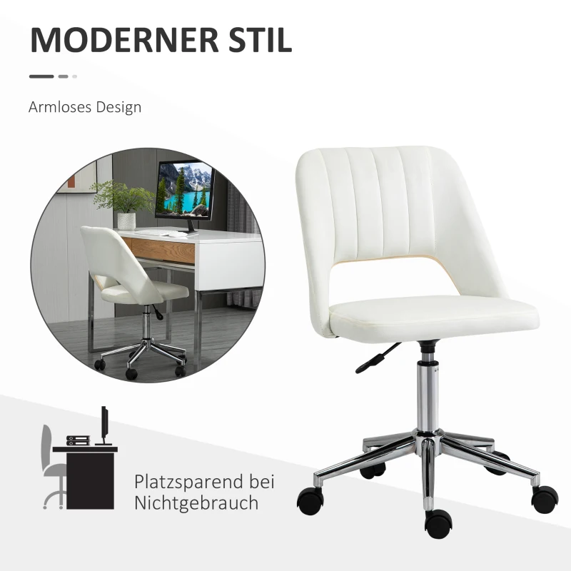 Vinsetto kantoorstoel draaistoel bureaustoel in hoogte verstelbaar 360° draaibaar schelpvorm met naadlijn design schuimstof fluweelzacht polyester beige 49 x 54 x 79-91 cm