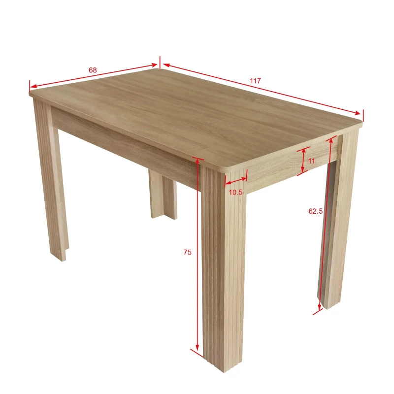 Tavolo da Pranzo, Rettangolare, Tavolo da Pranzo Moderno e Minimalista, 117 × 68 × 75 cm, Colore naturale