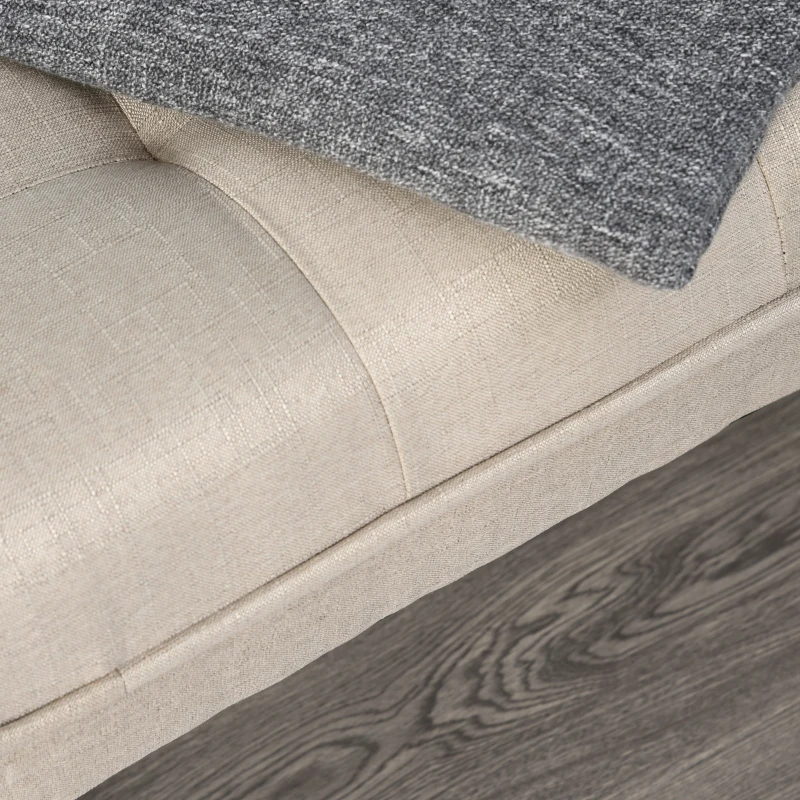 HOMCOM Polsterbank Sitzbank Schuhbank Pianobank Bettbank für Schlafzimmer Wohnzimmer, Leinen+Holz, Beige, 117x46x55cm