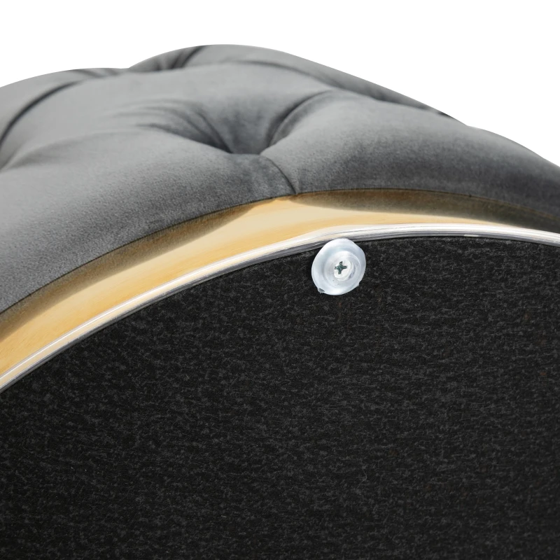 HOMCOM Vintage poef kruk met opbergruimte gestoffeerde kruk populierenhout antracietgrijs