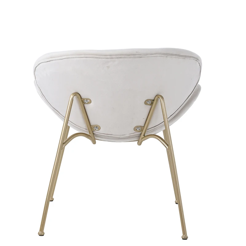 Set di 2 Sedie Imbottite in tessuto effetto velluto con Gambe in Metallo Dorato, Beige