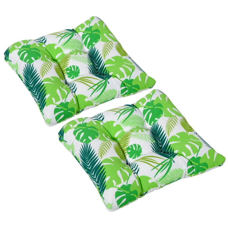 Outsunny 2er-Set Sitzkissen Stuhlkissen Sitzauflage Gartenstuhlkissen leicht zu reinigen Grün gestreift 50L x 45B x 8T cm
