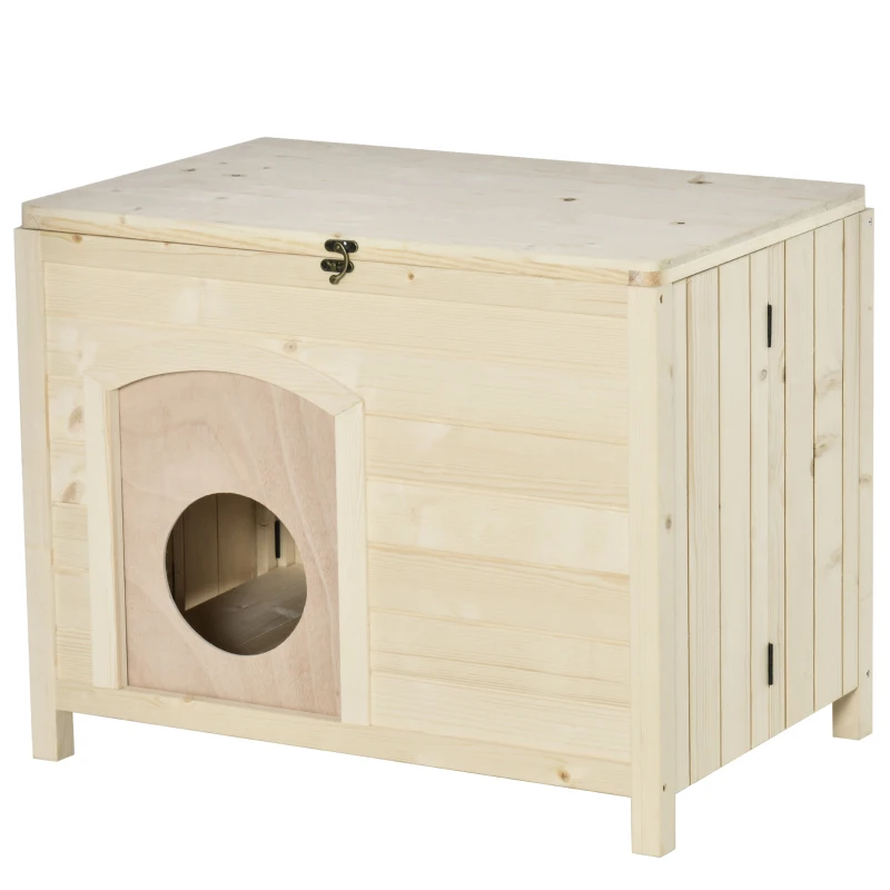 PawHut Hundehütte Hundehaus faltbar Haustierhaus katzenhaus Massivholz Natur 78 x 51 x 62 cm