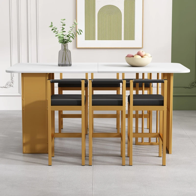 Set di 6 Sedie da Pranzo Moderne per Sala da Pranzo e Soggiorno con 4 Piedini in Metallo, Nero e Oro