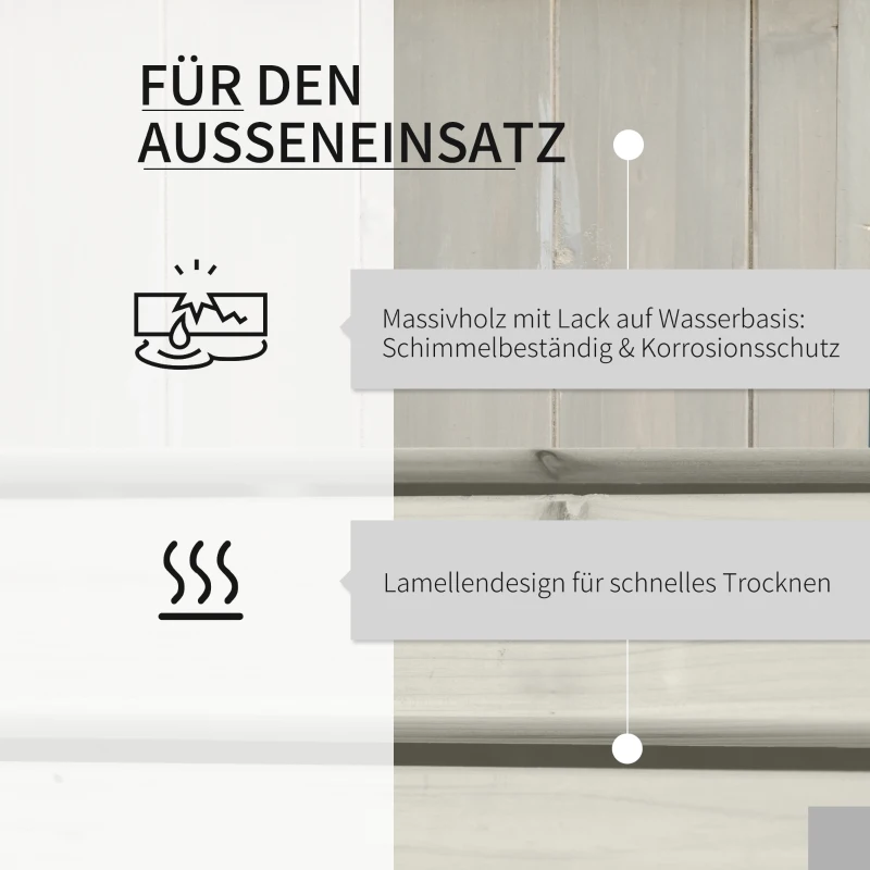 Outsunny  Hochbeet Gartenbank mit 2 Pflanzkasten Holz Sitzbank mit Blumenkasten Garten Holzbank Parkbank Hellgrau 176 x 38 x 40 cm
