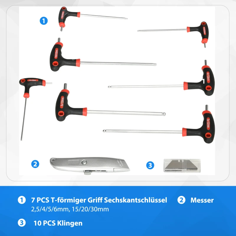 DURHAND Werkzeugkist met 116-delige gereedschapset, verrijdbaar, afsluitbaar, stalen behuizing, 45 x 24 x 27 cm, Zwart