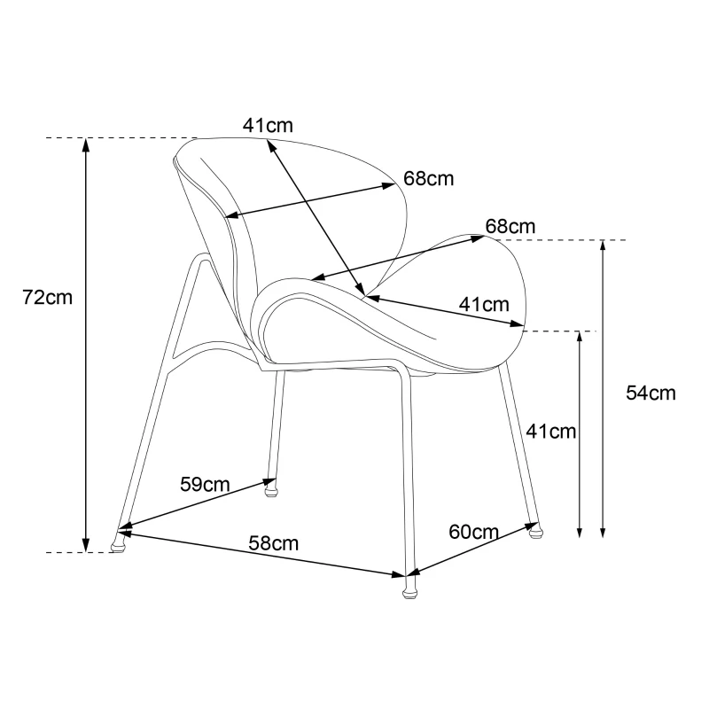Set di 2 Sedie Imbottite in tessuto effetto velluto con Gambe in Metallo Dorato, Grigio