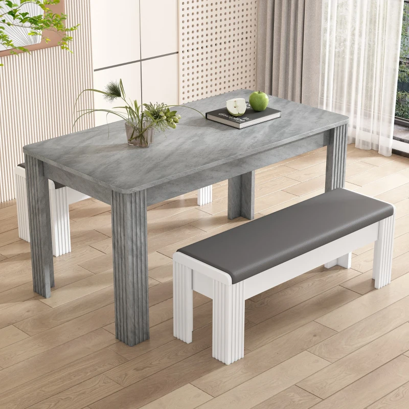 Mesa de Comedor Rectangular Mesa de Comedor Moderna y Minimalista Efecto Cemento 117x68x75 cm Gris