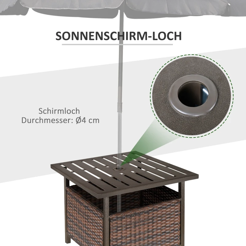 Stolik Ogrodowy z Polirattanu Outsunny z Otworem na Parasol - Elegancki i Funkcjonalny
