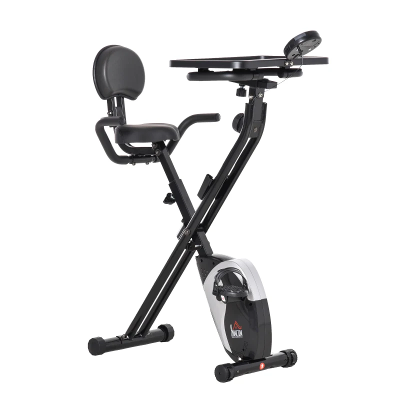 HOMCOM Heimtrainer F-Bike Fahrradtrainer Schwungrad Trimmrad mit 8 stufig einstellbarem Magnetwiderstand Rädern Stahl ABS Schwarz 97-107 x 53 x 22 cm