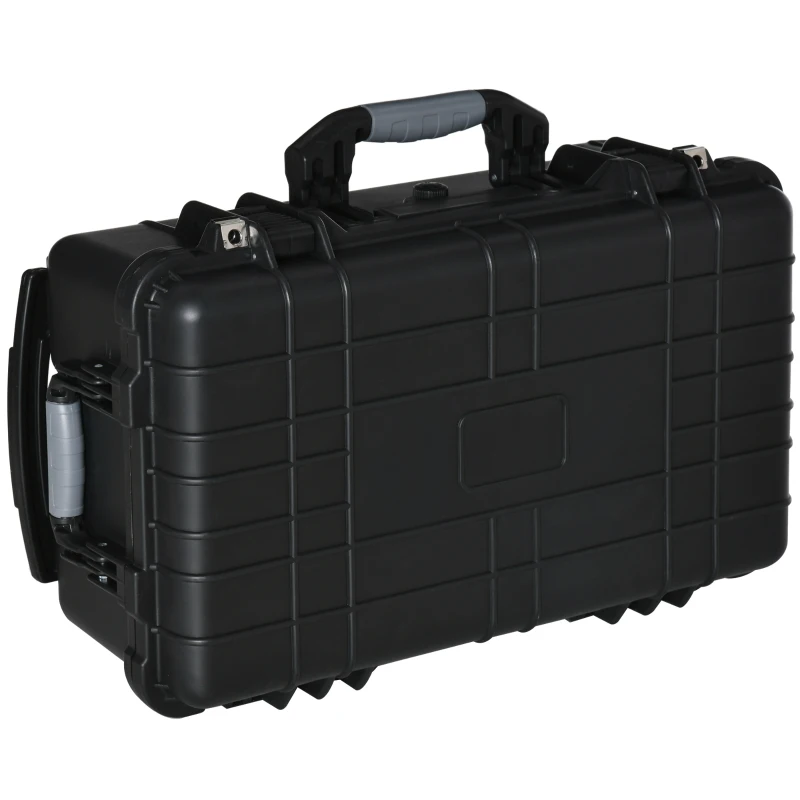 Outsunny Wertsachenkoffer mit Rollen und 2 Griffen, wasserdicht, mit Luftventil, 56 cm x 42 cm x 21 cm, Schwarz