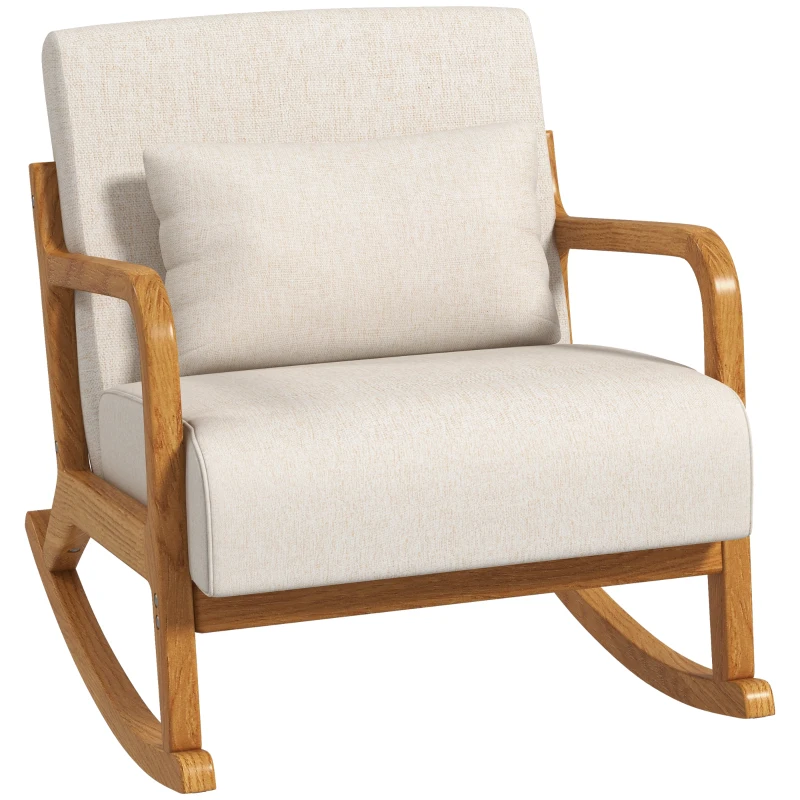 HOMCOM Fauteuil Relaxfauteuil, afneembare poten, inclusief kussen, 75 cm x 68 cm x 78 cm, Beige(m-10)