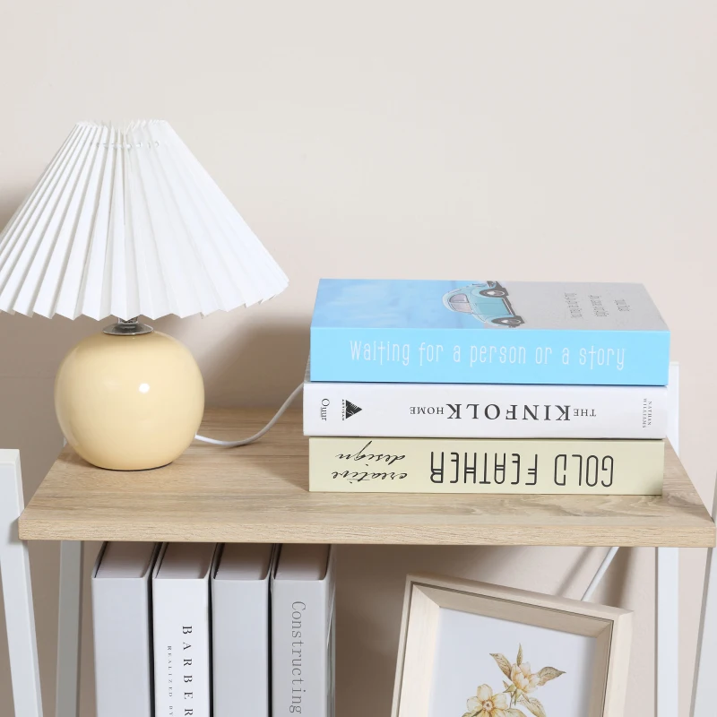 HOMCOM Bücherregal X-Form Standregal mit 4 Ebenen Aufbewahrungsregal für Wohnzimmer Schlafzimmer Küche Büro Spanplatte Metall Natur 54 x 35 x 110 cm