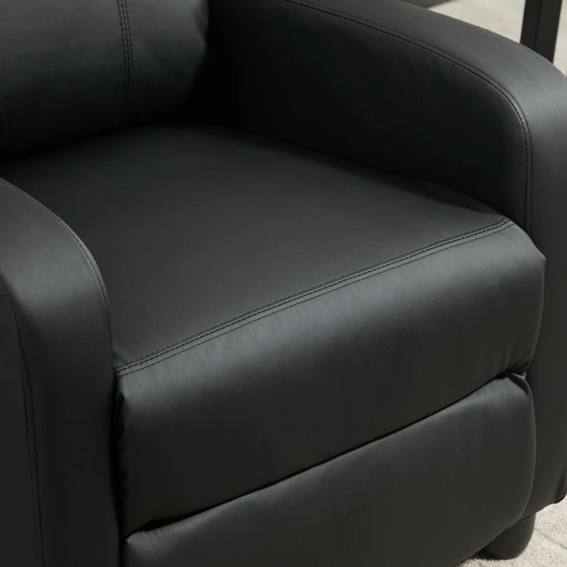 HOMCOM Recliner Armchair, Massage Faux Leather Push Back Reclining Chair with Adjustable Leg Rest, Side Pocket, for Home Living Room Theatre, Black