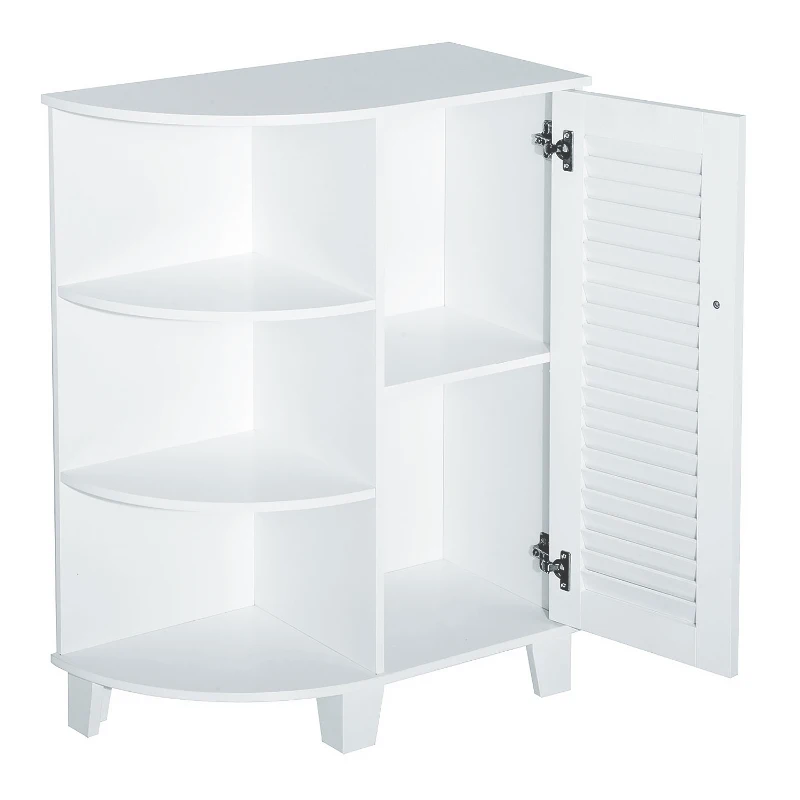 HOMCOM Eckschrank Badezimmerschrank Badschrank Badregal Schrank Weiß 60x30x80cm