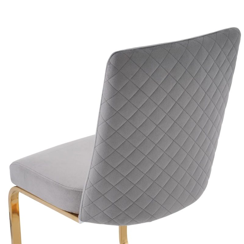 Set di 2 Sedie Imbottite in tessuto effetto velluto con Design a Diamante sul Retro, Beige