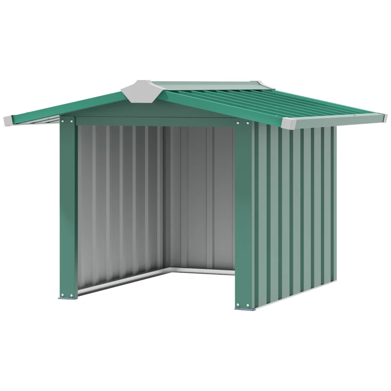 Outsunny Mähroboter Garage aus verzinkte Stahl Überdachung mit Satteldach, wetterfest Garage für Rasenmäher Unterstand Rasenroboter Carport, 88 x 87 x 60 cm Dunkelgrün
