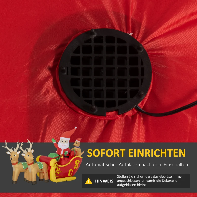 Outsunny 150cm Self-nadmuchiwany Święty Mikołaj z sankami i psami z diodą LED