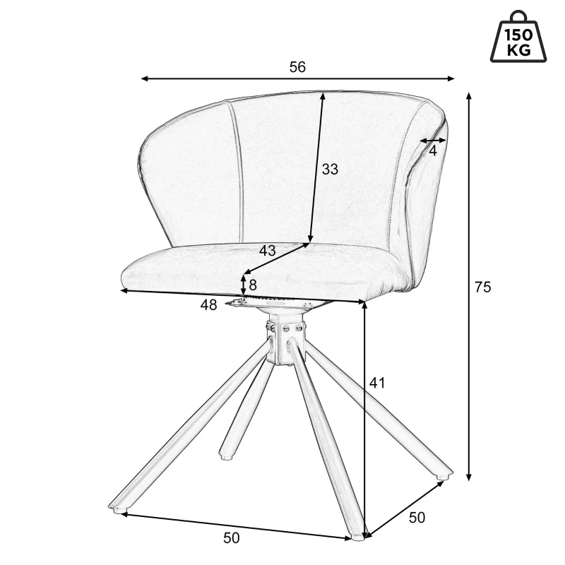 Set di 2 Sedie da Pranzo Moderne e Semplici in finta pelle, Girevoli, Montaggio Rapido, Grigio
