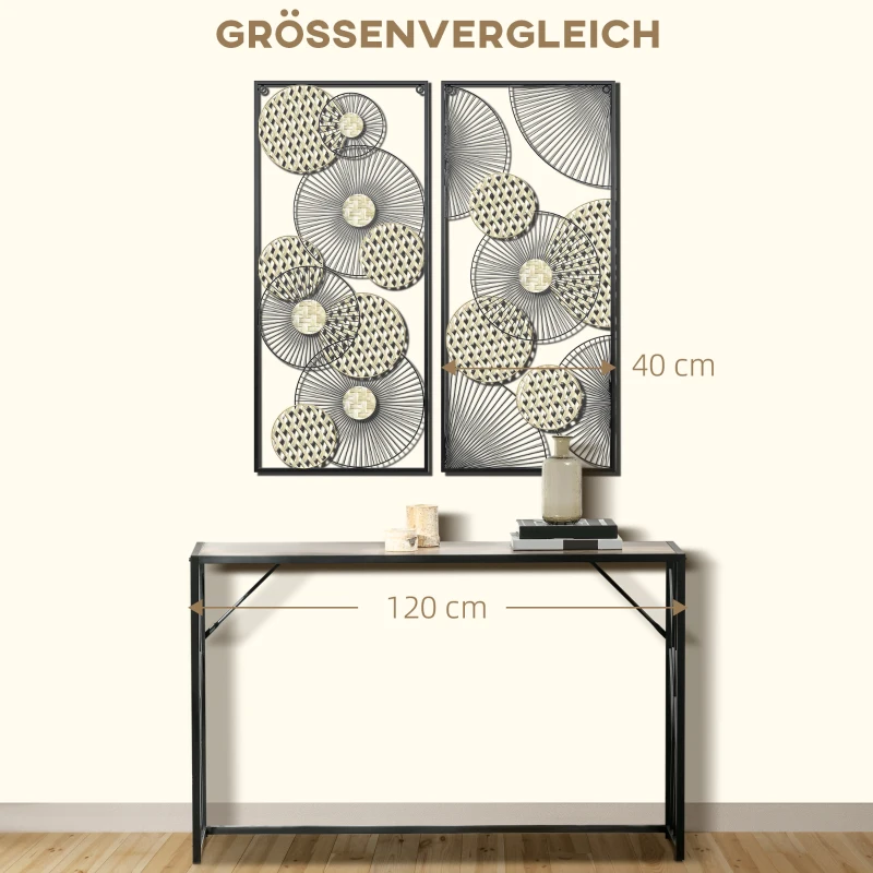 HOMCOM 3D -Wandbild Abstrakte Formen Moderne Wanddekoration Metall Gold + Schwarz