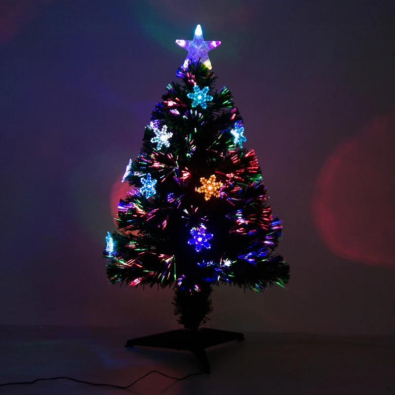 HOMCOM Weihnachtsbaum klein, Mini Christbaum, Tisch-Tannenbaum 12 LED-Lichter 90 Spitzen PVC Grün ∅45 x 90 cm