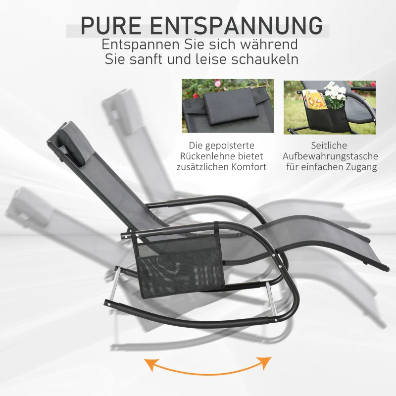 Outsunny Schommelstoel Zwart 150cm x 62cm x 88cm