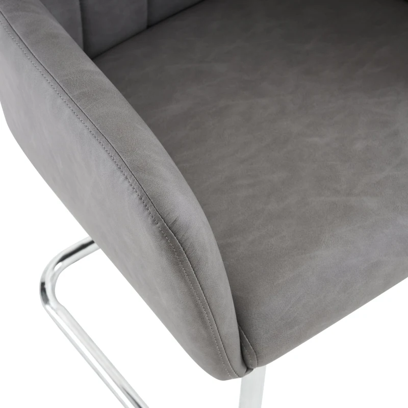 Set di 2 Sedie Moderne da Pranzo Imbottite in Finta Pelle e Gambe Metalliche per Camera e Studio, 46x50x856 cm, GRIGIO