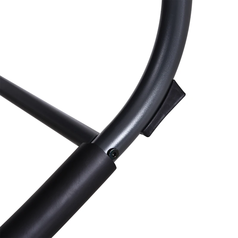 Outsunny Schaukelstuhl, Schaukelliege mit Kopfkissen, Gartenliege, Schwungliege, Texteline, Schwarz, 160 x 61 x 79 cm