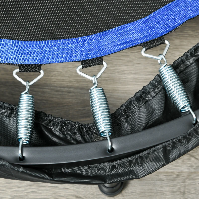 HOMCOM Trampolina fitness, składana, z regulowanym uchwytem, Ø102x123H cm, do 100 kg, Czarna/Niebieska
