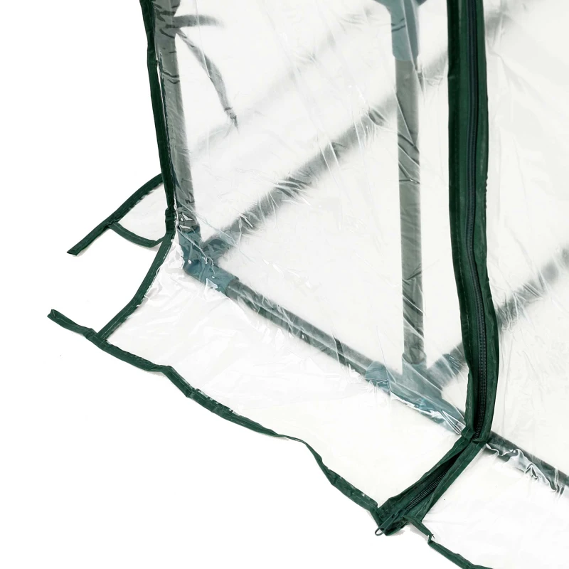 Outsunny Foliengewächshaus begehbares Gartenhäuschen Tomatengewächshaus Treibhaus Frühbeet mit 6 Regalen Transparent Stahl PVC-Kunststoff 143 x 73 x 195 cm