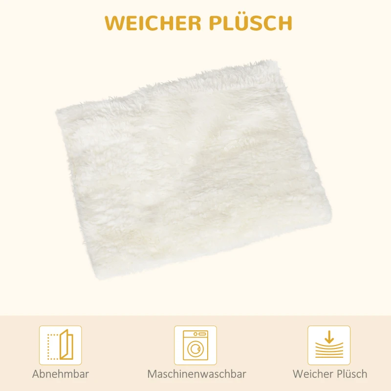 PawHut Katzenhöhle inkl. waschbaren Kissen, modernes Design 49,5 cm x 38,5 cm x 43,5 cm; Natur + Weiß + Beige