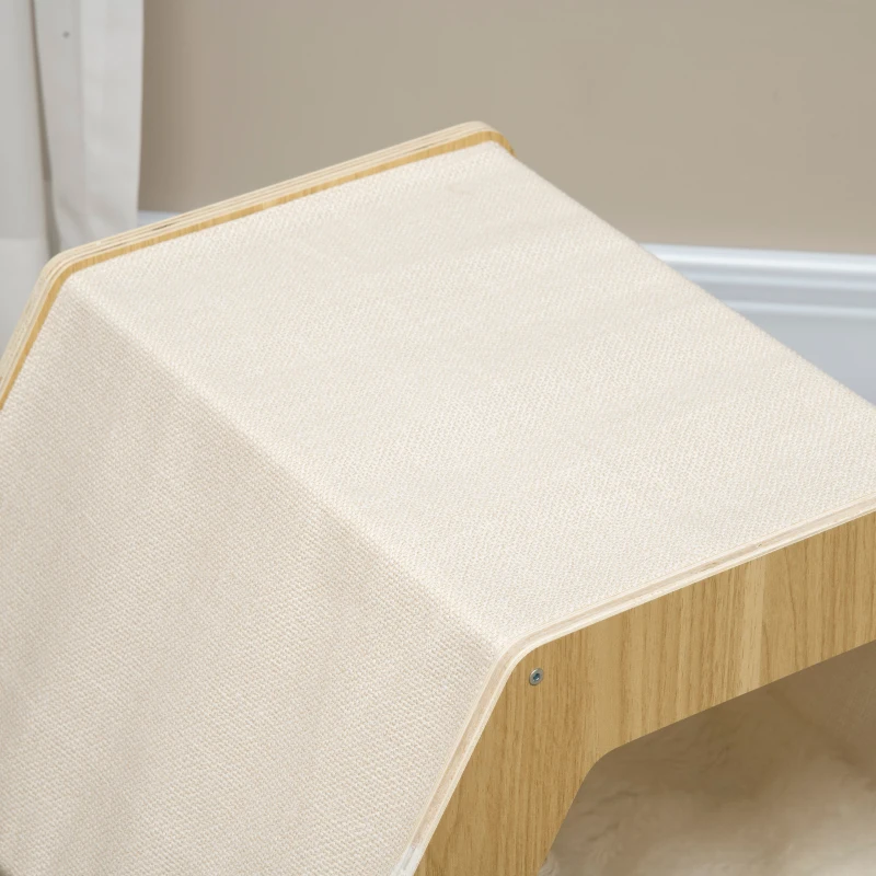 PawHut Katzenhöhle inkl. waschbaren Kissen, modernes Design 49,5 cm x 38,5 cm x 43,5 cm; Natur + Weiß + Beige