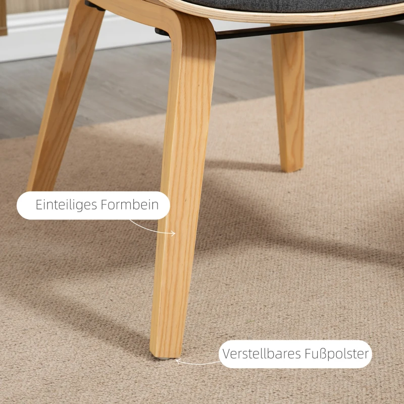 HOMCOM Sessel-Set im Skandidesign, Sessel mit Ottomane, weiche Polsterung, Bugholz, Leinenoptik, 54 x 62 x 96 cm