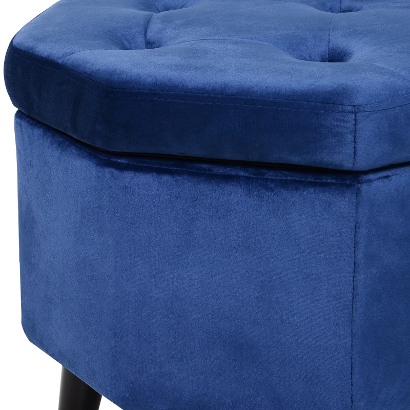 HOMCOM Sitzbank Sitztruhe Bettbank Schuhbank 2-in-1 erhöhte Beine Samt Dunkelblau 117 x 46,5 x 45 cm