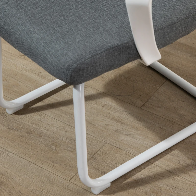 Vinsetto Besprechungsstuhl Konferenzstuhl Besucherstuhl mit gepolstertem Sitz und Armlehne atmungsaktiv Ergonomisches Liniendesign atmungsaktiv PP-Kunststoff leinenartiges Polyester Grau 63x63x98 cm