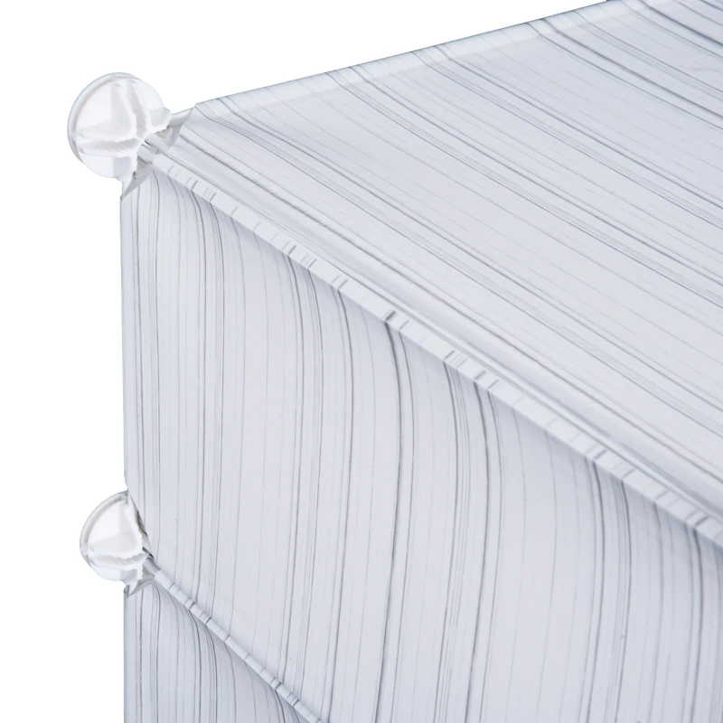 HOMCOM Regal mit Aufbewahrungsboxen, verstellbarer Schrank, Schuhregal, Kunststoff, Metall, Weiß+Grauer Streifen, 49 x 37 x 108 cm