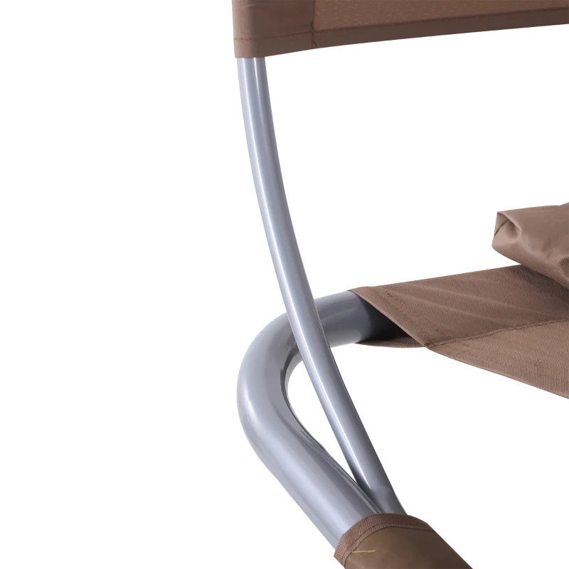 Outsunny® LEŻAK DWUOSOBOWY DO OPALANIA SKŁADANY DASZKEK Stal Brązowy