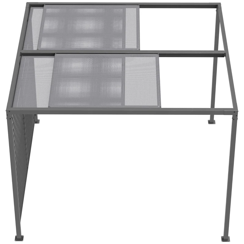 Outsunny Pergola, Gartenpavillon, 4 einziehbare Dachelemente, leicht und stabil, Metallrahmen, dunkelgrau, 3 x 3 x 2 m
