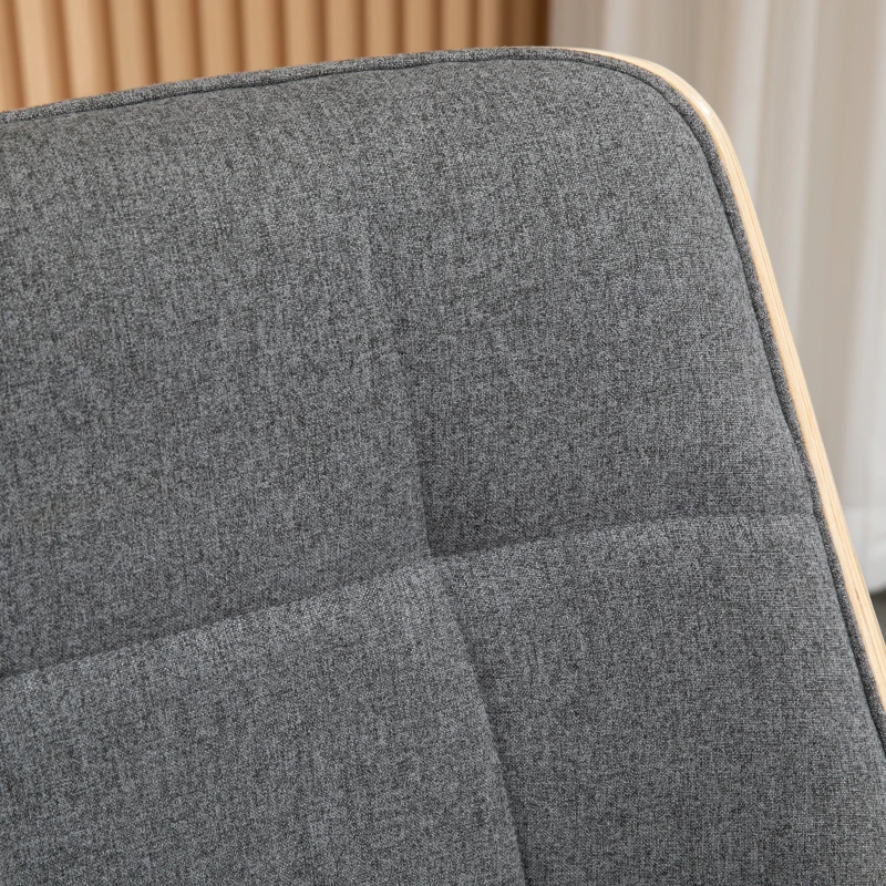 HOMCOM Sessel-Set im Skandidesign, Sessel mit Ottomane, weiche Polsterung, Bugholz, Leinenoptik, 54 x 62 x 96 cm