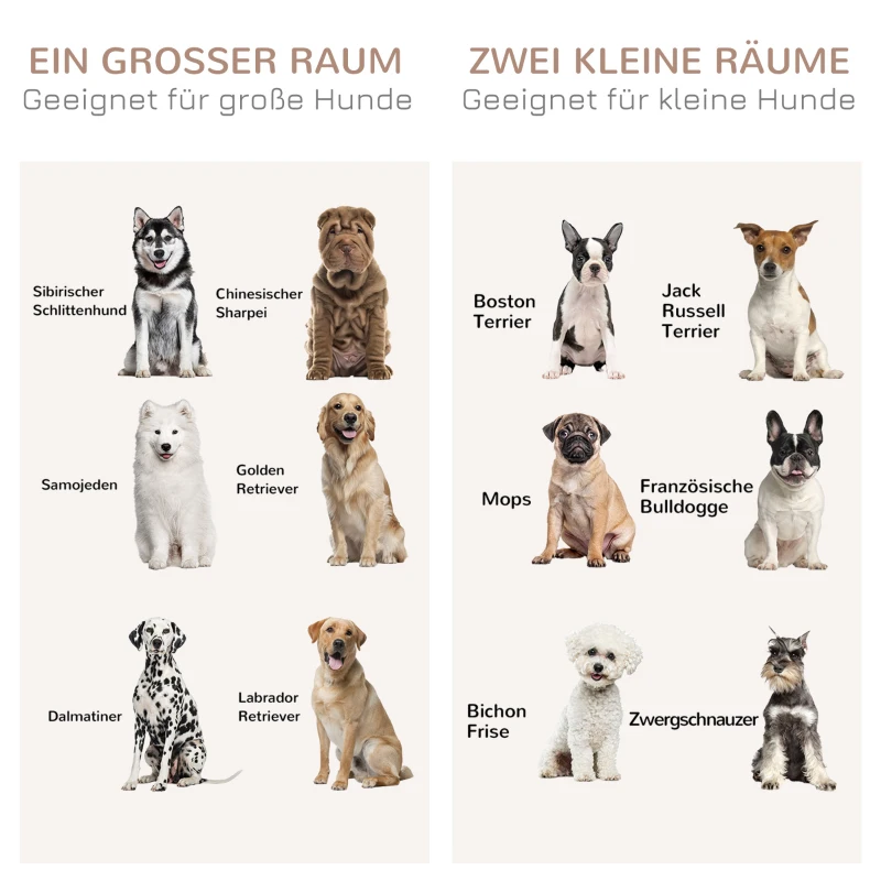 PawHut Hundekäfig im modernen Design, Hundebox, inkl. herausnehmbarer Trennwand, verriegelbar, Braun + Schwarz