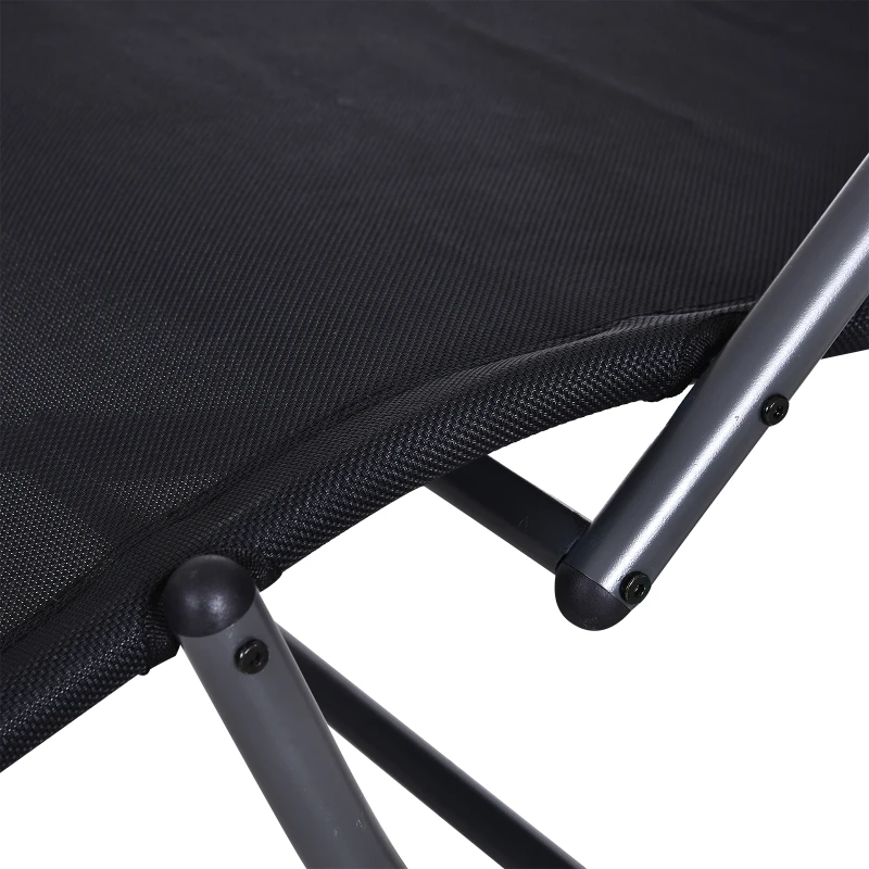 Outsunny Schaukelstuhl, Schaukelliege mit Kopfkissen, Gartenliege, Schwungliege, Texteline, Schwarz, 160 x 61 x 79 cm