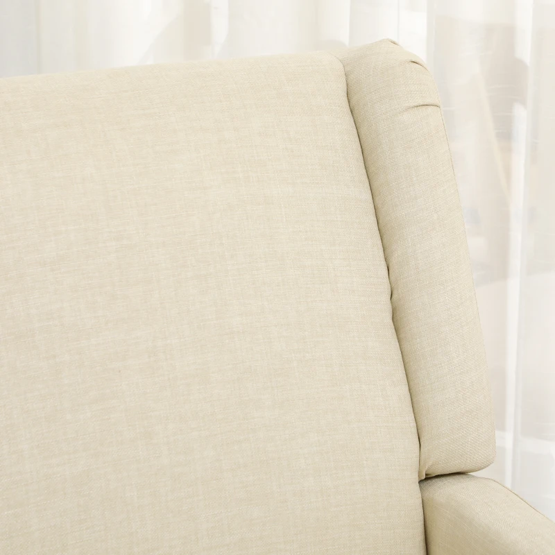 HOMCOM Ohrensessel im Skandidesign, Lesesessel, Akzentsessel, Massivholz, Natur + Creme