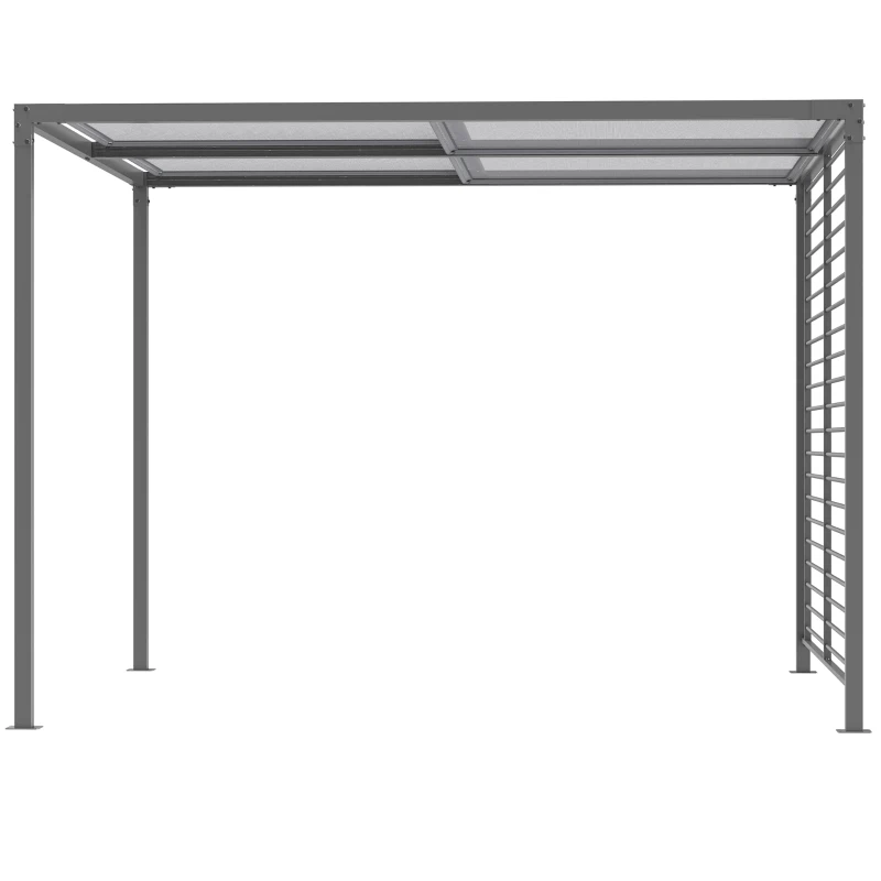 Outsunny Pergola, Gartenpavillon, 4 einziehbare Dachelemente, leicht und stabil, Metallrahmen, dunkelgrau, 3 x 3 x 2 m