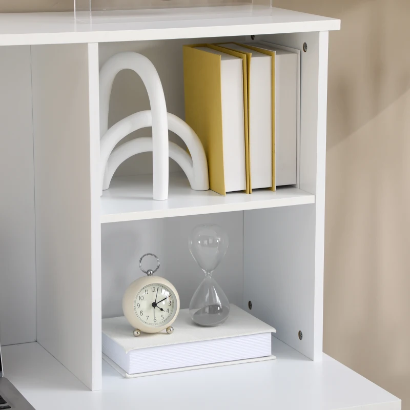 HOMCOM Schreibtisch, 2 Schubladen, 2 Regale, Korkwand, weiß, 100 x 50 x 127 cm