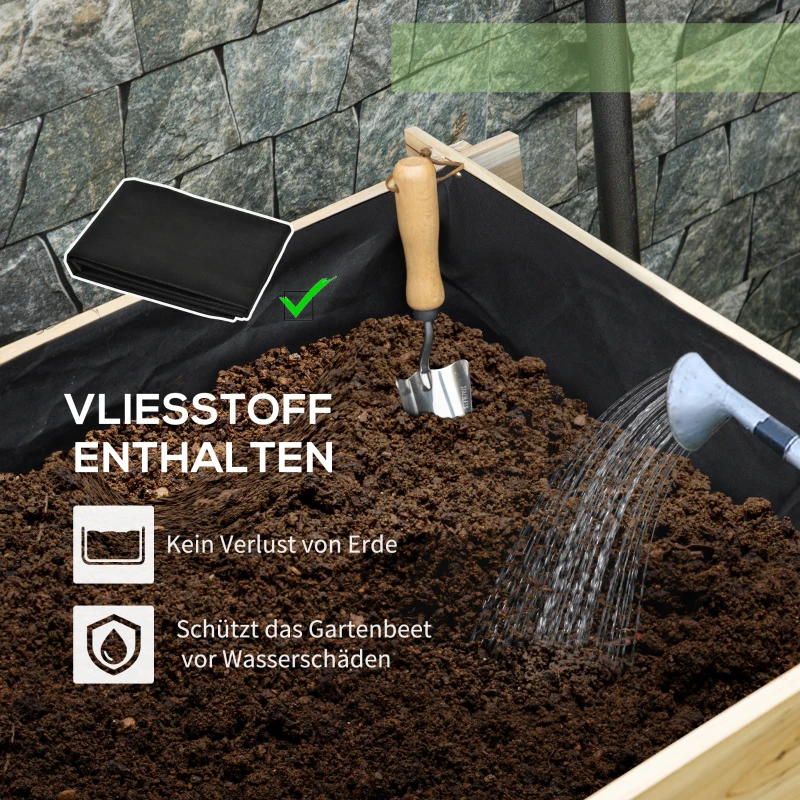 Outsunny Hochbeet 3-stufige Gartenbeet Pflanzenbeet Kräuterbeet Blumentreppe für Balkon Garten Natur Holz 93 x 93 x 35 cm