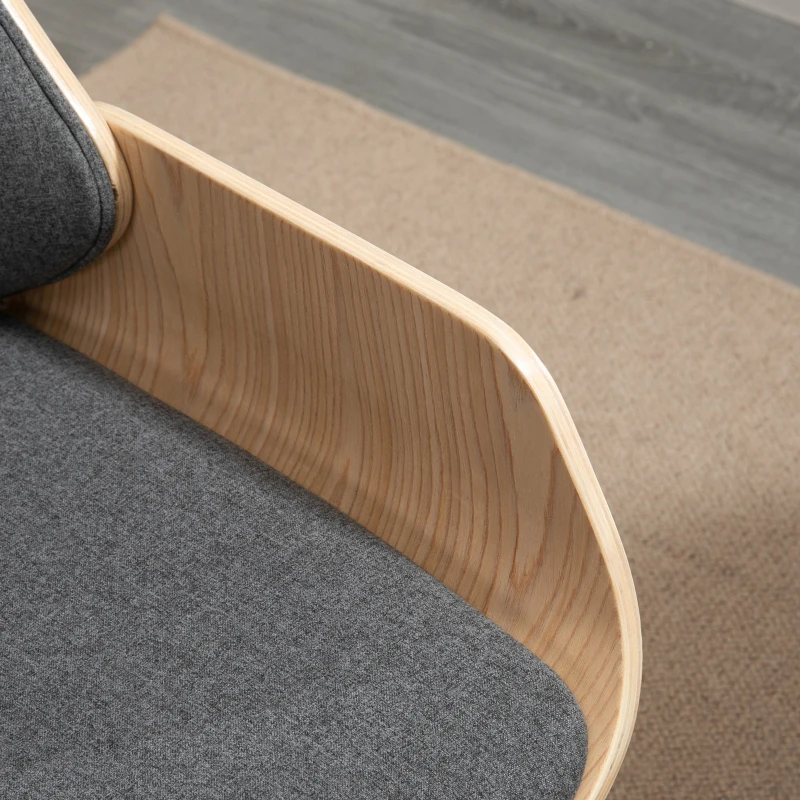 HOMCOM Sessel-Set im Skandidesign, Sessel mit Ottomane, weiche Polsterung, Bugholz, Leinenoptik, 54 x 62 x 96 cm