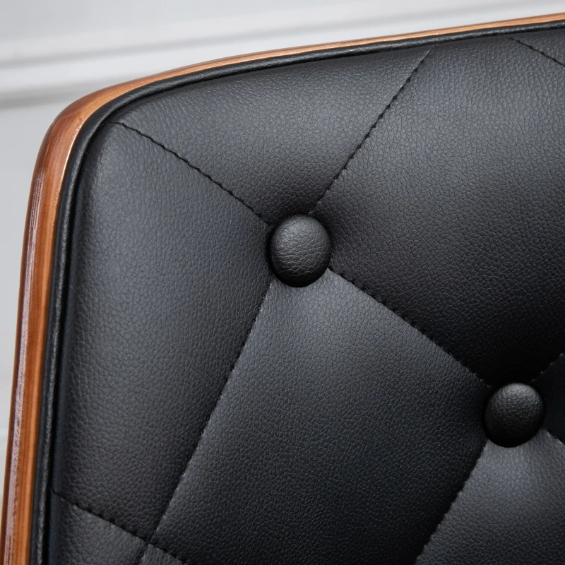 HOMCOM 2er-Set Stühle im Retrodesign, Akzentstuhl, Esszimmerstuhl, Knopfheftung, Holzbeine, Schwarz + Braun